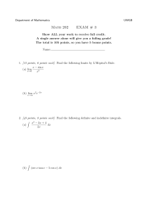 UWGB Math 202 Exam 3: Calculus Limits, Integrals & Applications
