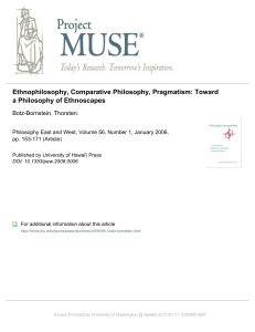 Ethnophilosophy, Comparative Philosophy, Pragmatism: Ethnoscapes