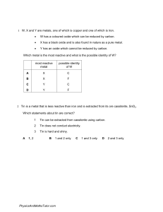 Reactivity Series of Metals: Chemistry MCQ Exam Questions