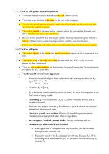 Cost of Capital & Capital Structure &ndash; Corporate Finance Notes