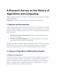 History of Algorithms and Computing: Research Survey