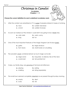 Christmas in Camelot Vocabulary Worksheet Chapters 1-3 with Answer Key