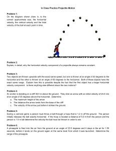 In Class Practice: Projectile Motion Physics Problems Worksheet