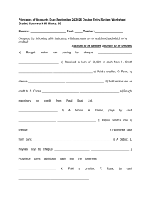 Double Entry System Worksheet - Principles of Accounts Homework