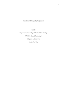 Annotated Bibliography Assignment - General Psychology I (PSY1001)