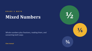 Grade 5 Math Mixed Numbers Class Manual: Reading and Converting Fractions