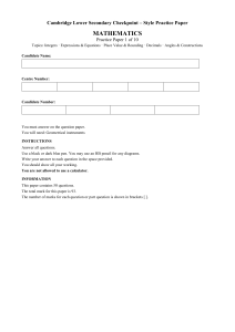 Cambridge Lower Secondary Checkpoint Maths Practice Paper 1 of 10
