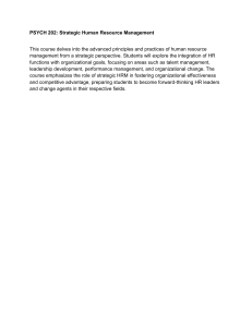 PSYCH 202: Strategic Human Resource Management Course Description