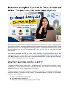 Business Analytics Courses in Delhi: Admission Guide & Careers