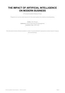 Impact of Artificial Intelligence on Modern Business: Research Paper