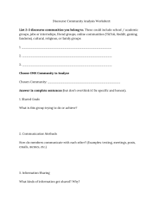 Discourse Community Analysis Worksheet for Writing Courses
