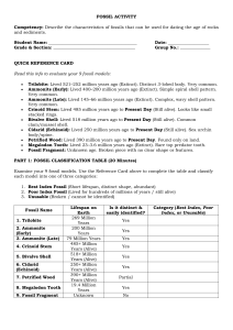 Fossil Activity Worksheet: Index Fossil Classification for Rock Dating