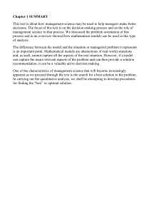 Management Science Chapter 1 Summary: Decision Making & Models