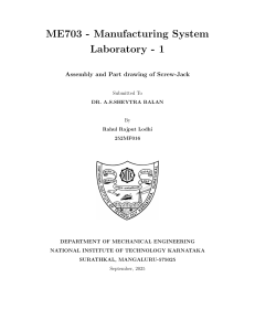 Screw Jack CAD Lab Report: Creo Parametric Assembly & Drafting