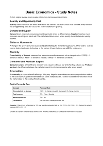 Basic Economics Study Notes: Introductory Microeconomics Revision