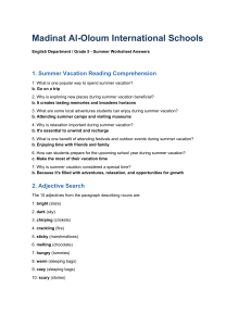 Grade 5 English Summer Worksheet Answer Key | Madinat Al-Oloum