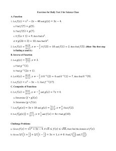 Function Exercises: Daily Test 3 Practice Problems for Science Class