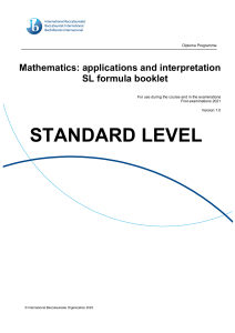 IB Mathematics Applications and Interpretation SL Formula Booklet