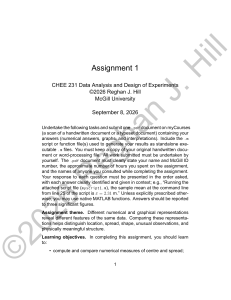 CHEE 231 Assignment 1: Data Analysis and Design of Experiments