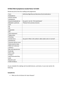 Dyslipidemia Guided Notes Fall 2025 &ndash; Lipid Disorder Study Guide