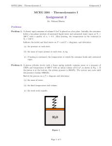 MCEG 2301 Thermodynamics I Assignment 2 &ndash; Problem Set