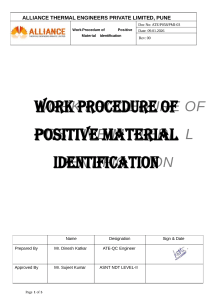 Work Procedure of Positive Material Identification (PMI) &ndash; XRF Method