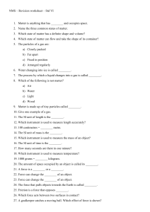 NMS Std VI Science Revision Worksheet: Matter, Force & Machines