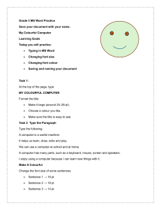 Grade 3 MS Word Practice Worksheet &ndash; My Colourful Computer