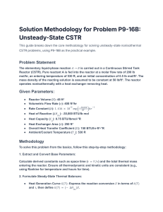 P9-16B Unsteady-State CSTR Solution: Stability Analysis Guide