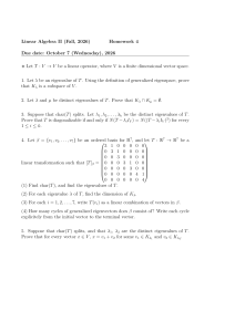 Linear Algebra II Homework 4: Eigenvalues & Diagonalization