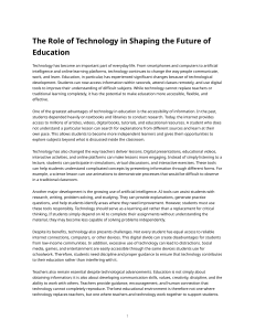 The Role of Technology in Shaping the Future of Education