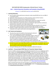 MECH459/MECH558 Lab 1: HEV Powertrain Simulation with ADVISOR