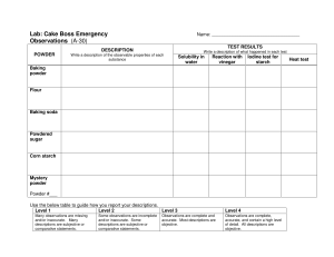 Cake Boss Emergency Lab Worksheet: Identifying Mystery Powders