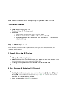 Year 3 Maths Lesson Plan: Navigating 3-Digit Numbers 0&ndash;500