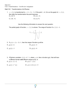 Math 30-1 Transformations Unit Review Assignment with Answers