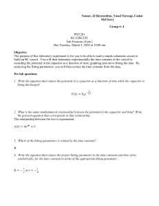 PHY201 RC Circuit Lab Exercise: Pre-Lab on Time Constant