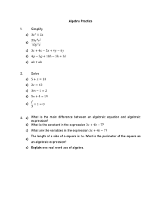 Algebra Practice Worksheet: Simplify Expressions and Solve Equations