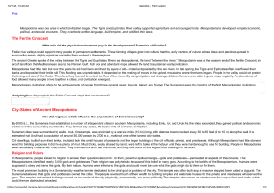 Mesopotamia and Sumerian Civilization: Fertile Crescent Lesson