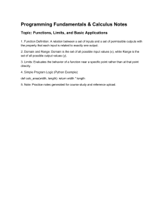 Programming Fundamentals & Calculus Notes: Functions, Limits