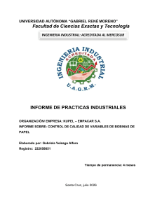Informe de Pr&aacute;cticas: Control de Calidad de Bobinas de Papel KUPEL