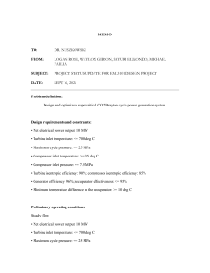EML3101 Design Project Memo: Supercritical CO2 Brayton Cycle