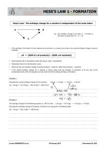Hess's Law Enthalpy of Formation Worksheet &ndash; Chemsheets AS 1050