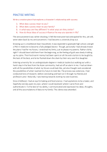 Creative Writing Practice: A Character's Relationship with Success