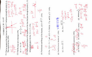 Calculus (I) First Quiz 114 &ndash; Lines, Functions, Inverse Trig
