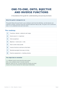 One-to-One, Onto, Bijective and Inverse Functions Study Guide
