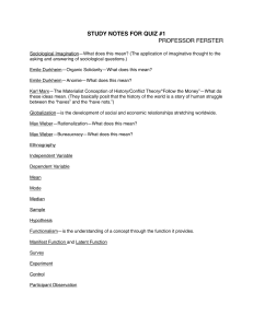 Sociology Study Notes for Quiz #1: Key Concepts & Theorists