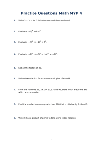 Practice Questions Math MYP 4 &ndash; Indices, HCF, Standard Form
