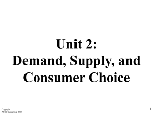 Unit 2: Demand, Supply & Consumer Choice - AP Econ Slides