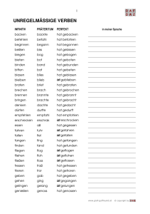 Unregelm&auml;&szlig;ige Verben Deutsch: Pr&auml;teritum & Perfekt Tabelle (DaF/DaZ)
