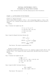 Neural Networks Unit 3: Numerical Practice Notes on Activations & BN